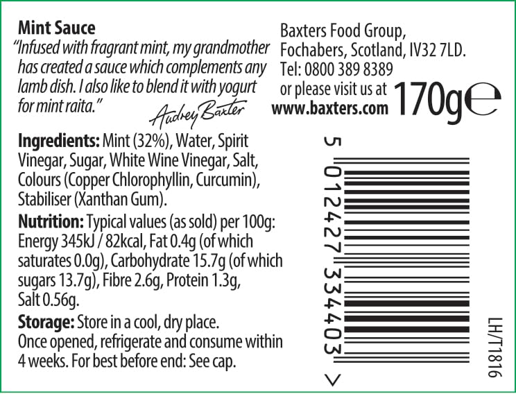 Baxters Mint Sauce - Traditional Recipe | Vegan Friendly | 170g Jars (Pack of 6) 4