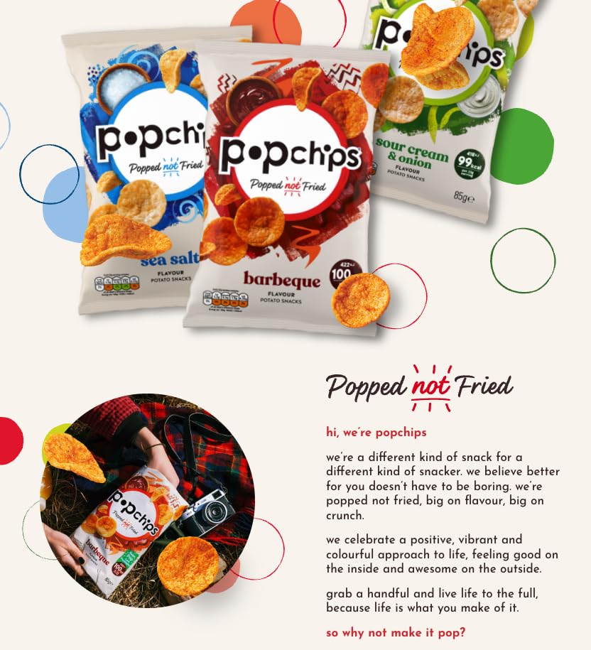 Popchips Sea Salt & Vinegar Popped Potato Chips - 8 x 85g Multipack 4