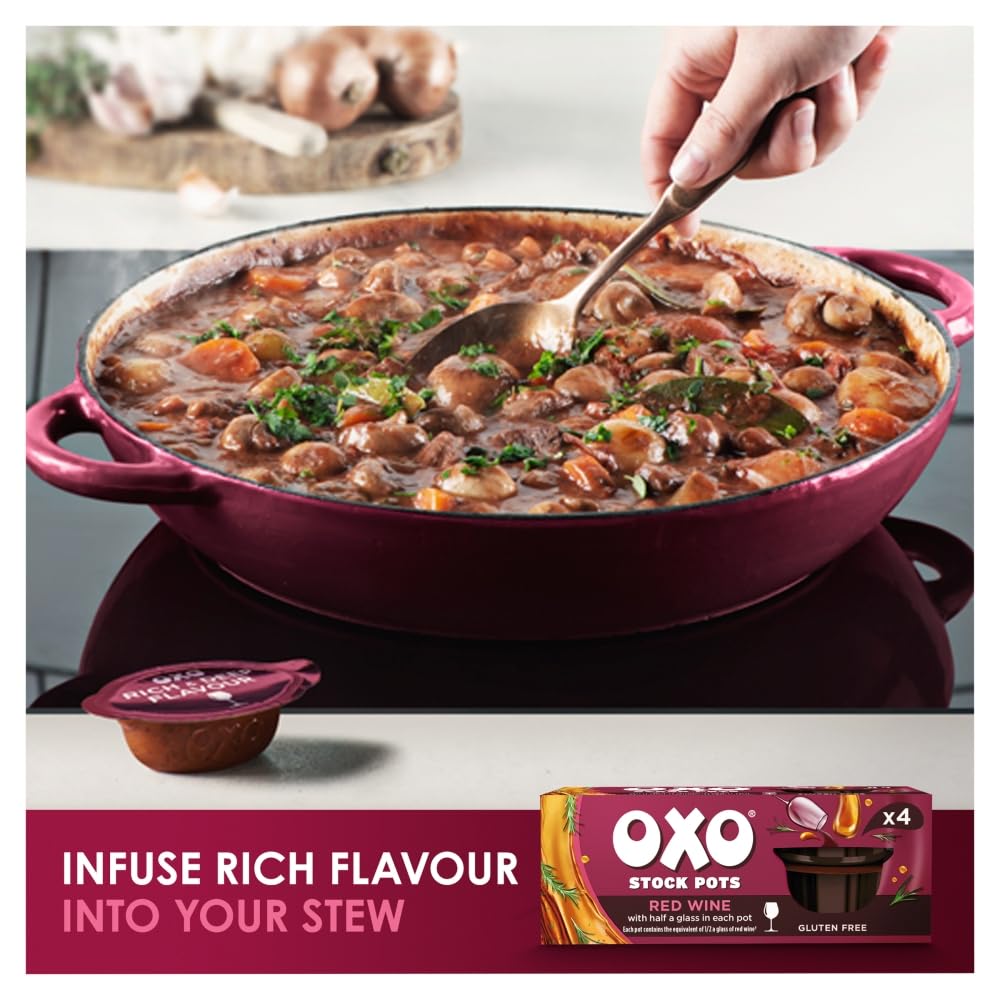 OXO Red Wine Stock Pots - Rich & Flavoursome Blend | 80g Pack | 4 x 20g Pots 7