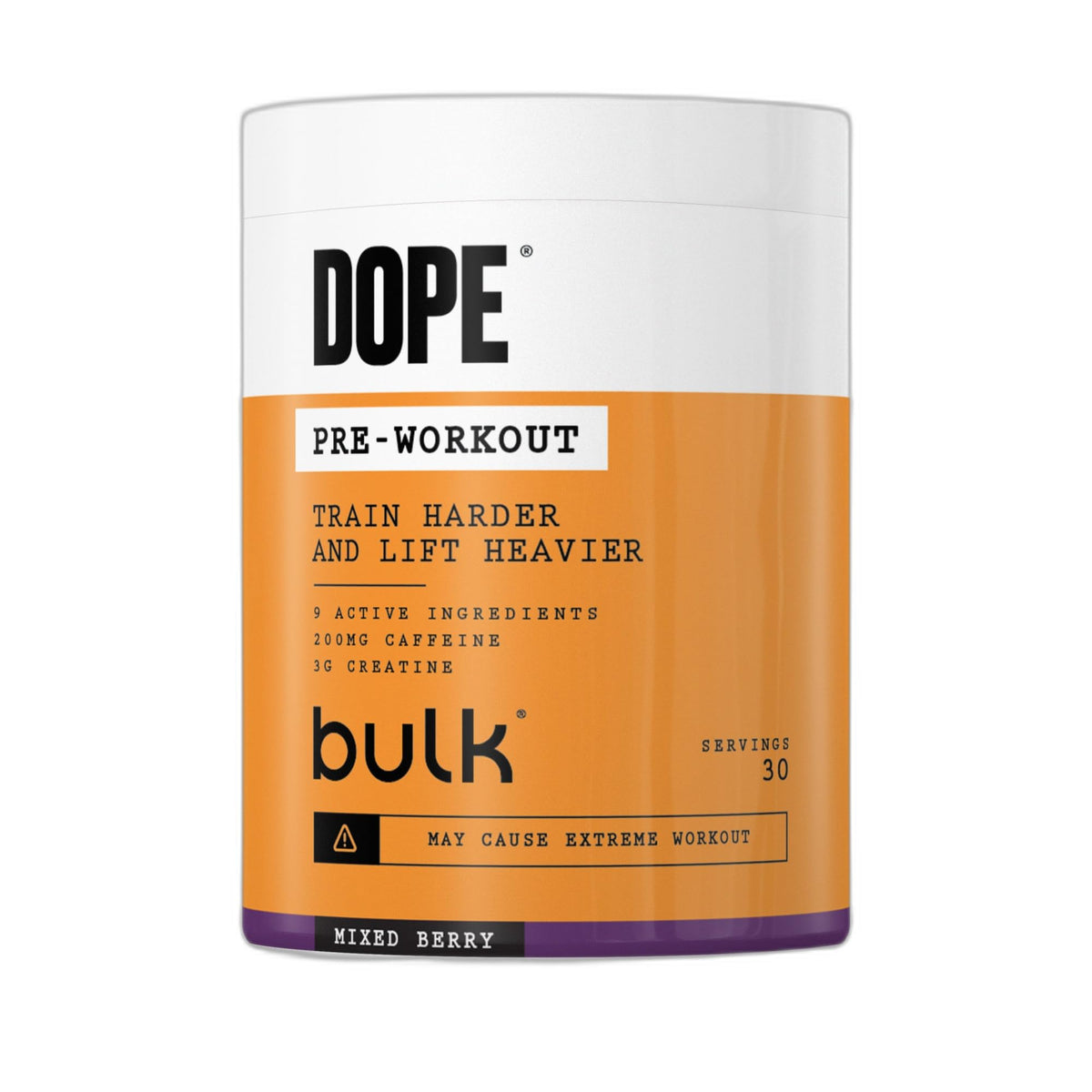 BULK POWDERS Dope Pre-Workout Powder - Mixed Berry | 3g Creatine Monohydrate | 200mg Caffeine 1