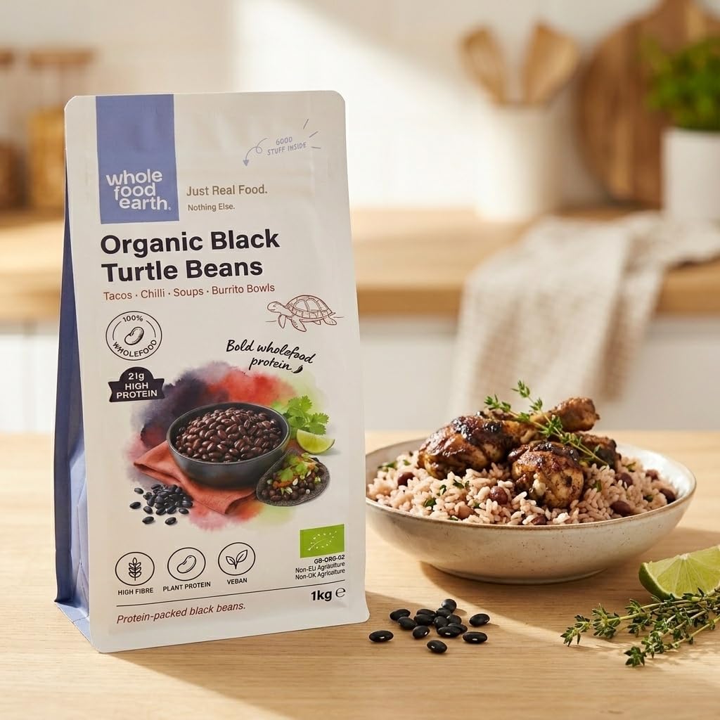 Wholefood Earth Organic Black Turtle Beans - 1kg | Raw | GMO Free | Vegan 4