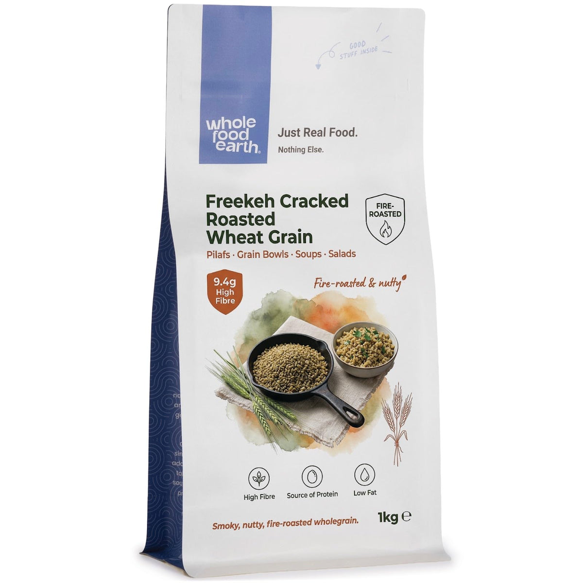 Wholefood Earth Cracked Roasted Wheat Grain (Freekeh) - 1 kg | GMO Free