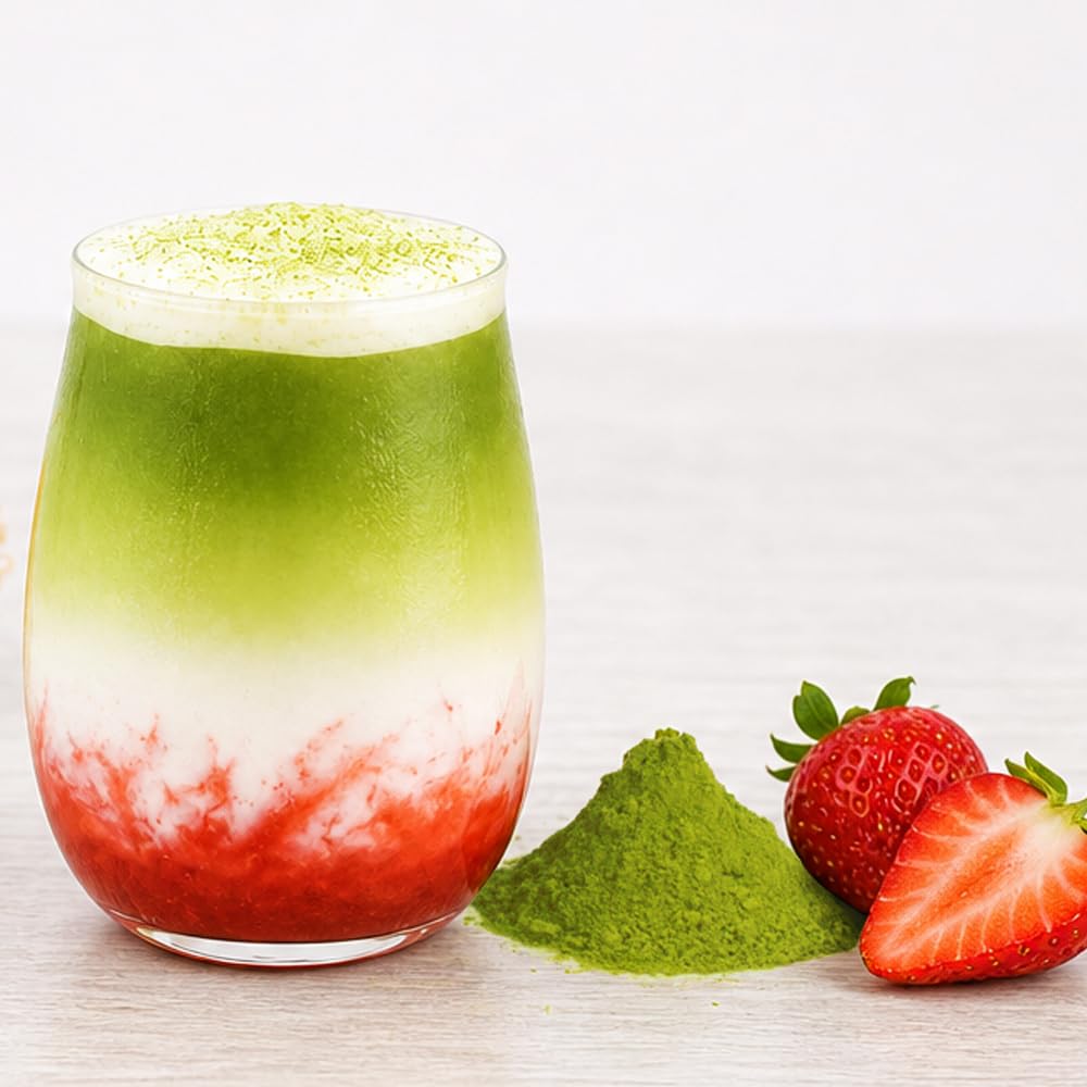 The TeaShed Strawberry Matcha Latte Kit - Makes 10 Drinks | 150g Pack | Vegan & Gluten Free