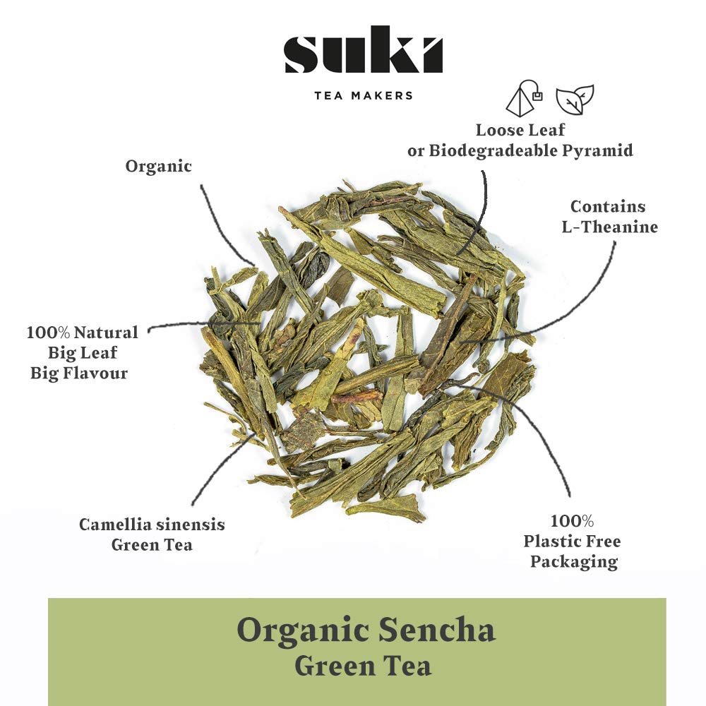 Suki Tea Organic Green Tea Sencha - 50 Pyramid Tea Bags | Antioxidant Properties | Eco-Friendly Packaging 2