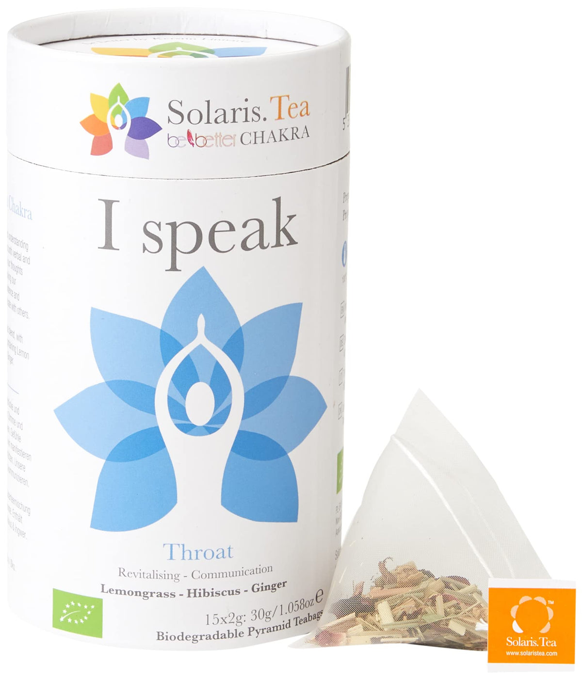 Solaris Tea I Speak Throat Chakra Herbal Tea - Caffeine-Free, Citrus Notes | 15 Biodegradable Teabags