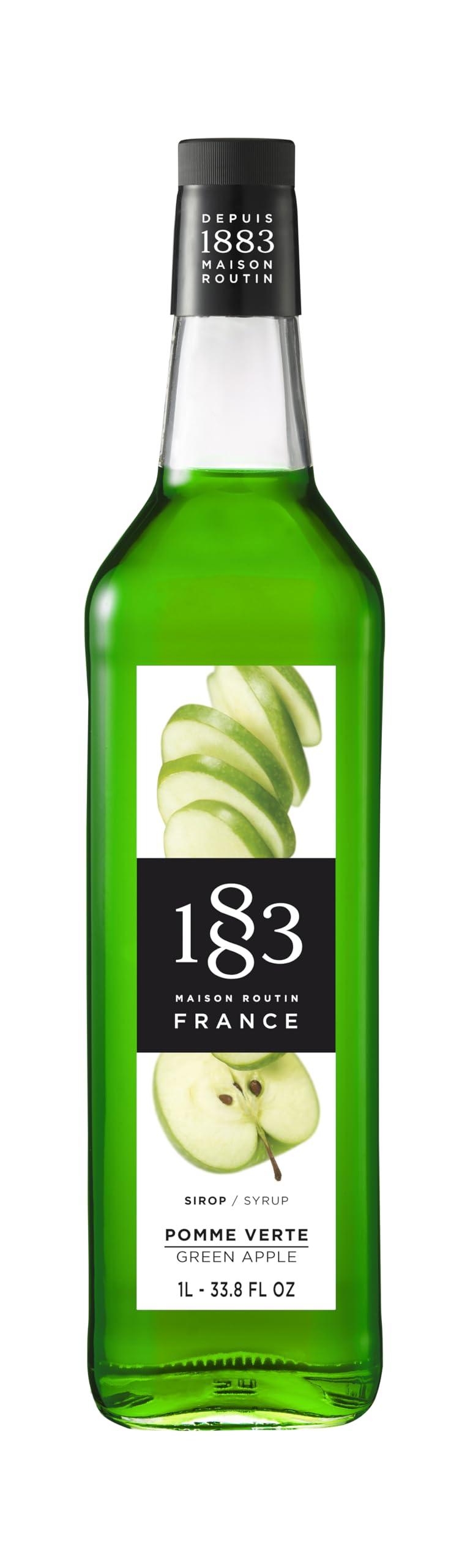 1883 Maison Routin Green Apple Syrup - 1L Bottle | Vegan, Kosher, Halal