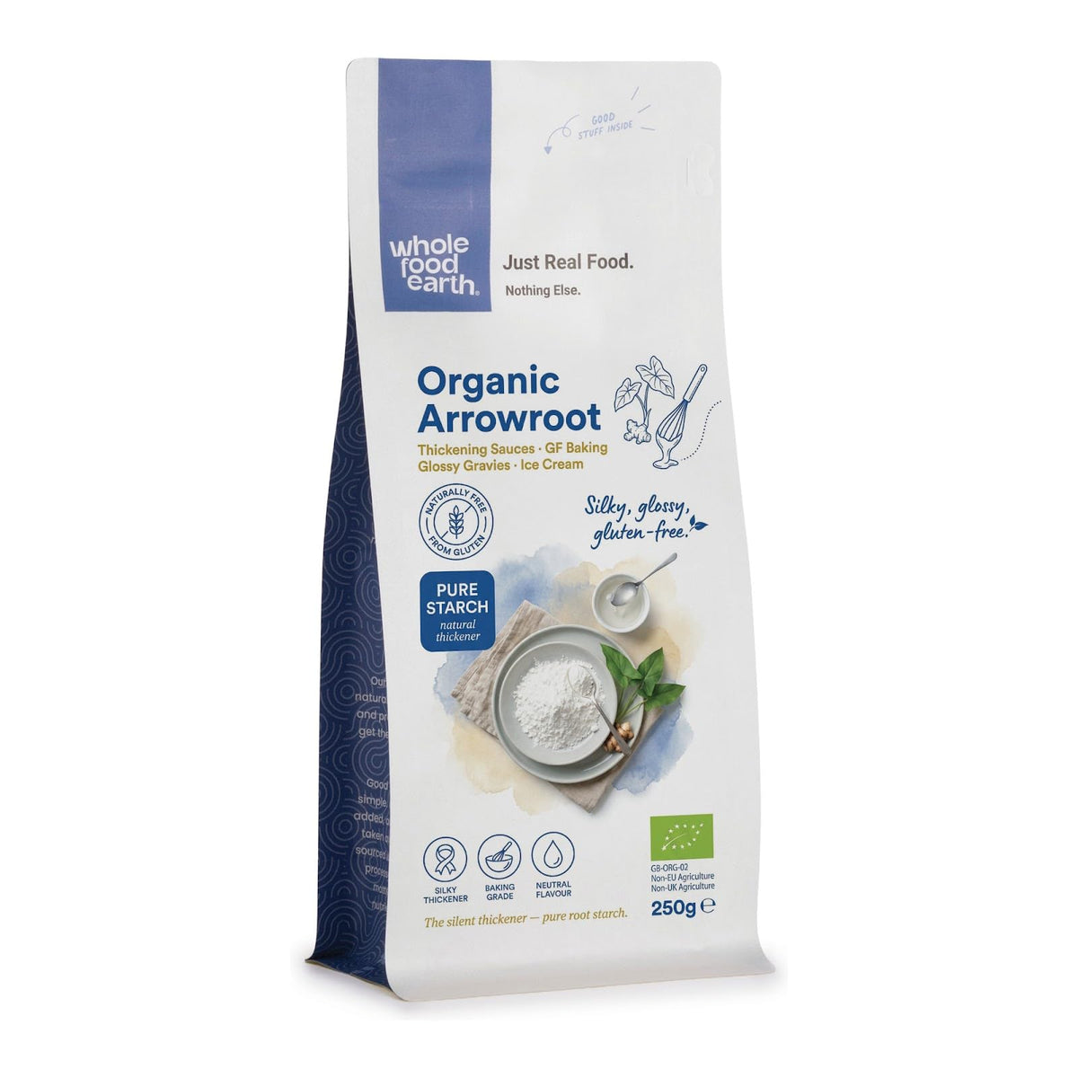 Wholefood Earth Organic Arrowroot Starch - 250g | Vegan | GMO Free | 5-Star Food Hygiene