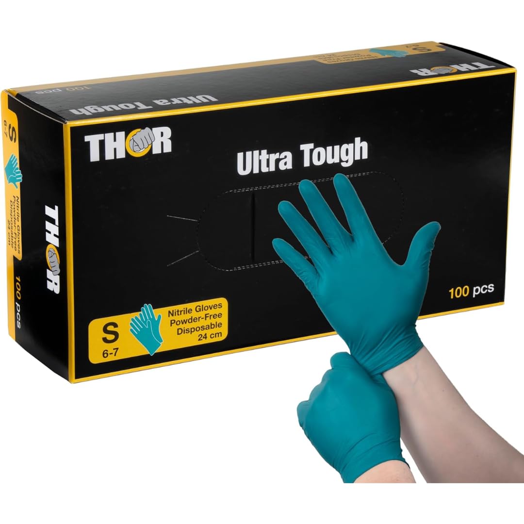 ABENA Green Nitrile Gloves - Latex-Free, Food Safe, High Protection | Size Small | Pack of 100