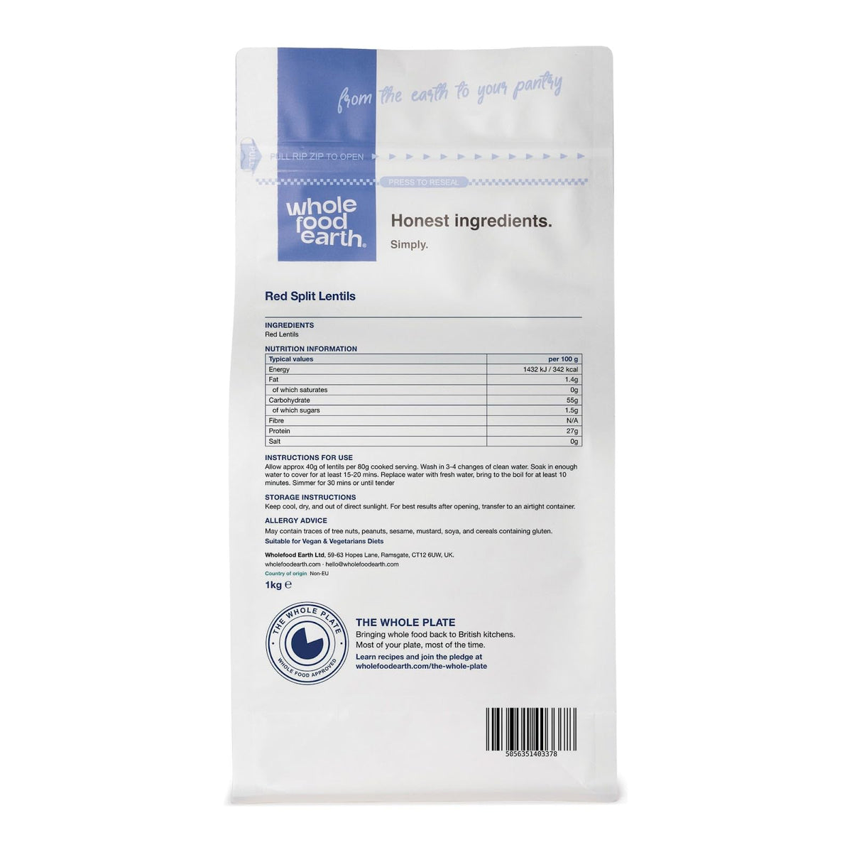 Wholefood Earth Red Split Lentils - High Protein | 1 kg | GMO Free 6