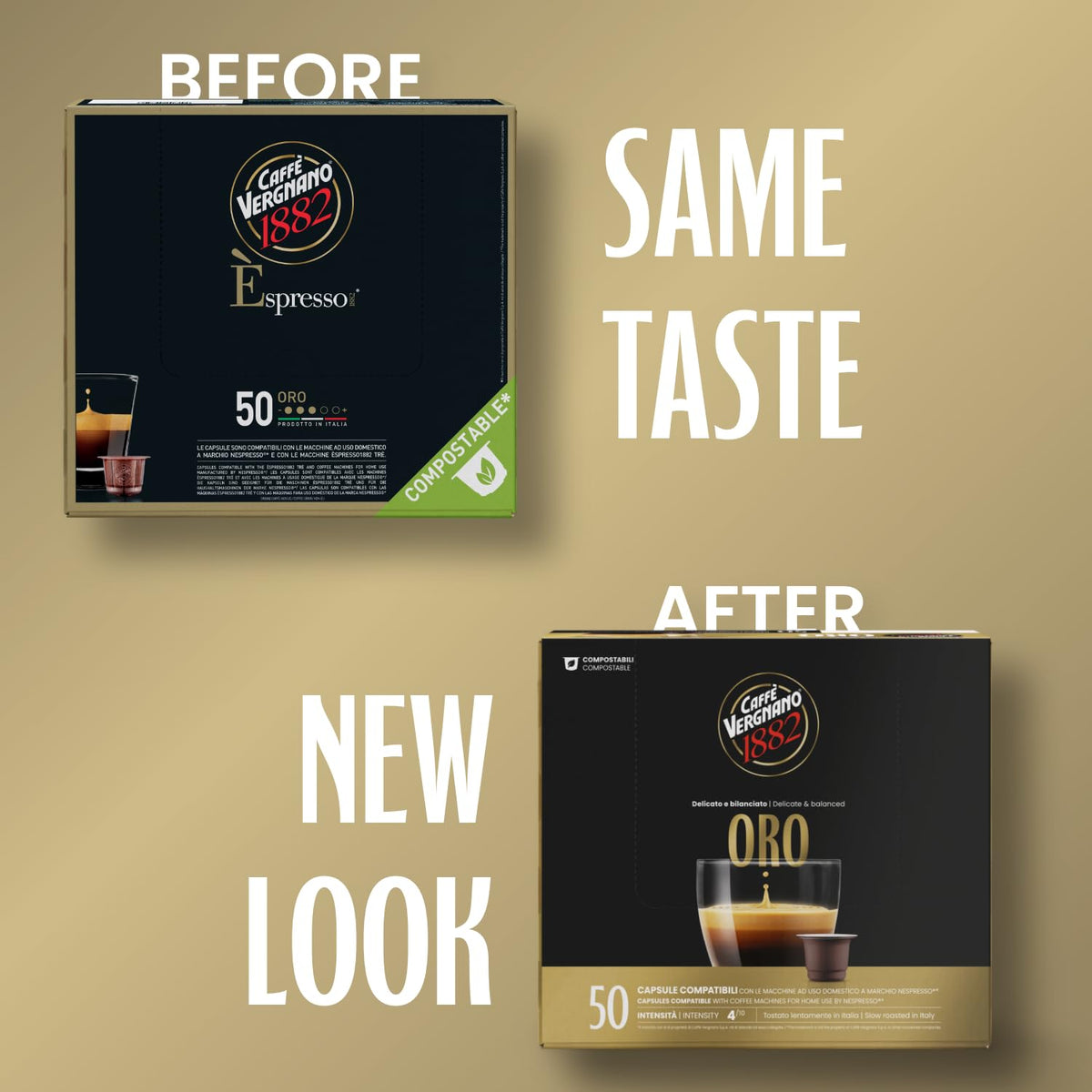 Caffè Vergnano 1882 Oro Nespresso Compatible Capsules - 50 Count, Compostable 5