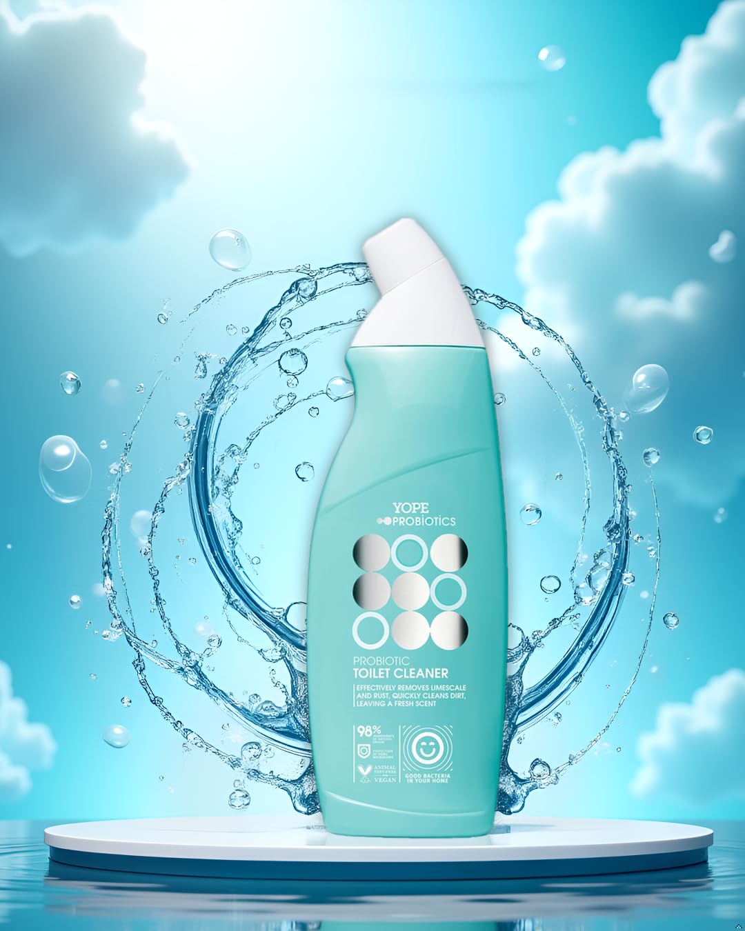 Yope Natural Toilet Cleaner - Removes Limescale & Rust, Probiotics | 750ml Lemon Gel