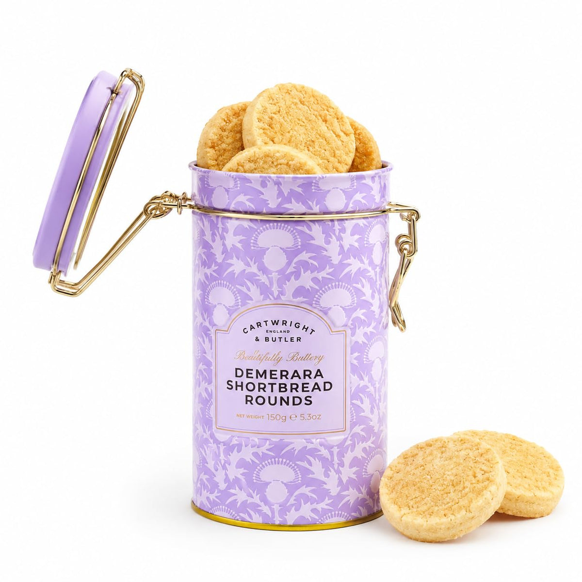 Cartwright & Butler Demerara Shortbread Rounds - Buttery & Crumbly | 150g Tin