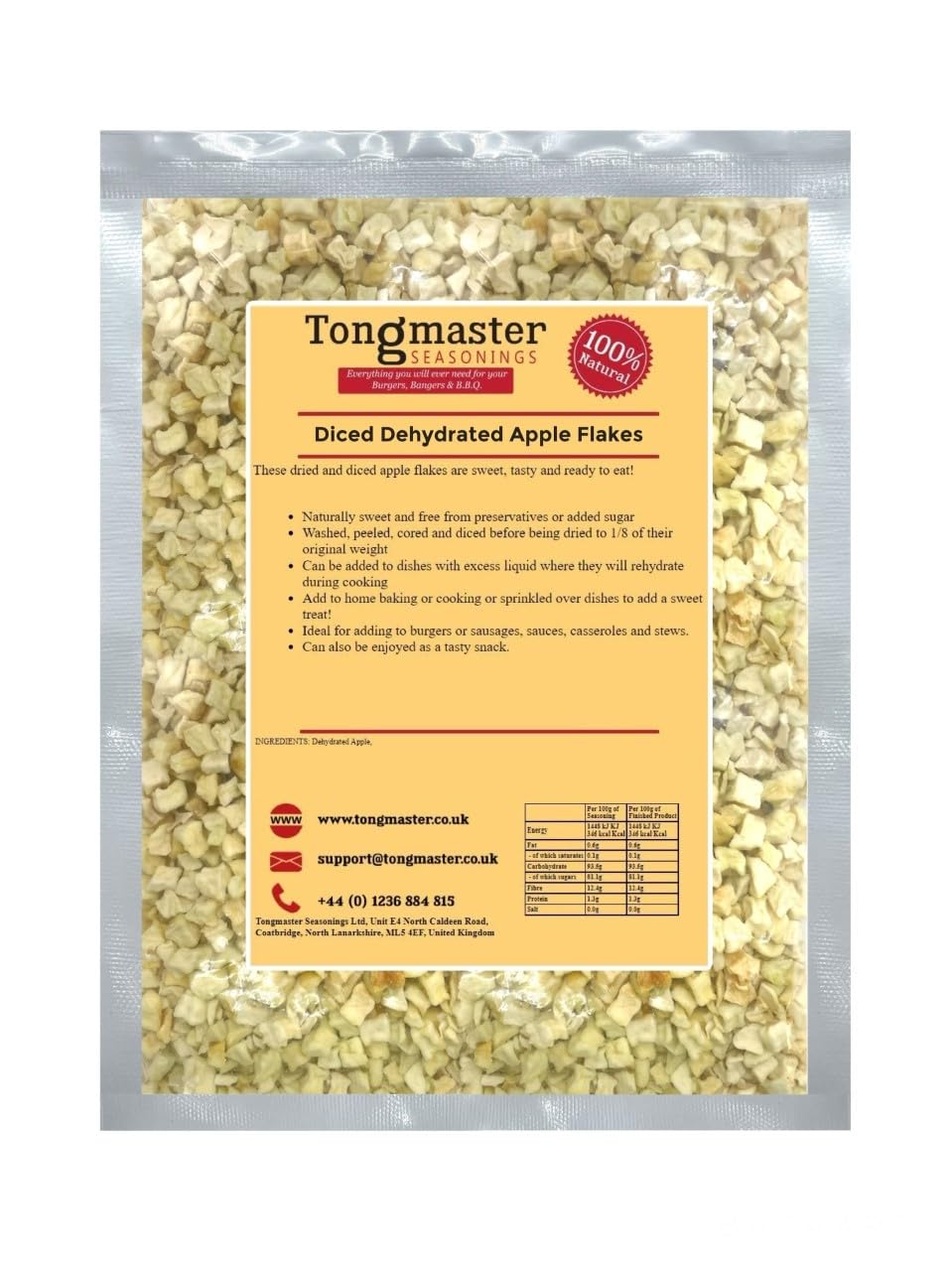 Tongmaster Diced Dehydrated Apple Flakes - Naturally Sweet | 100g 1