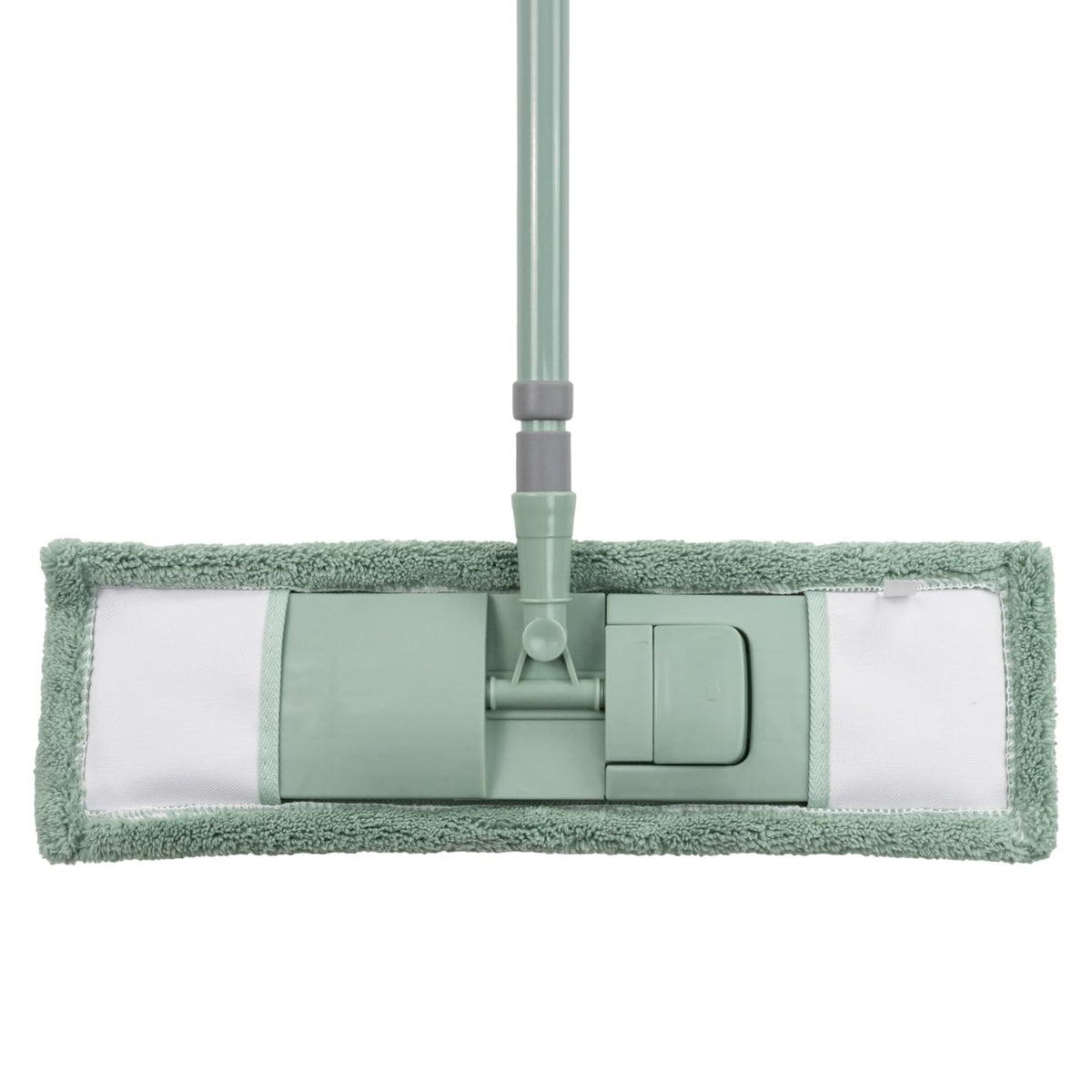 JVL Extended Microfibre Flat Mop with 2 Replacement Heads - Machine Washable, Telescopic Handle | Green 6