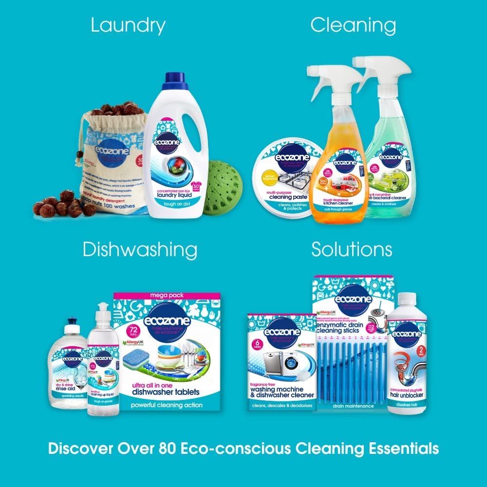 Ecozone Orange & Blossom Coconut Washing Up Liquid - Cuts Grease, Vegan Friendly, Pack of 2 x 500ml 6