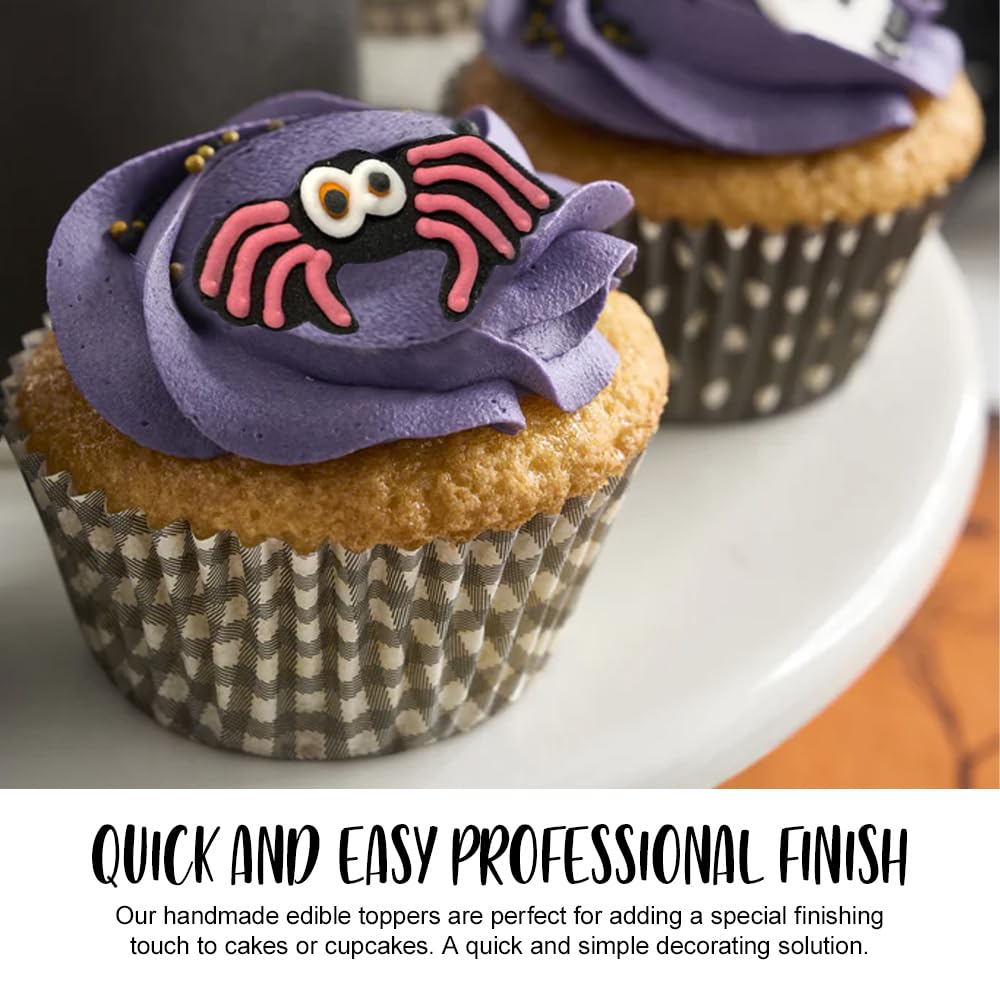 Anniversary House 6pcs Halloween Neon Spider Edible Cake Toppers - 4cm 3