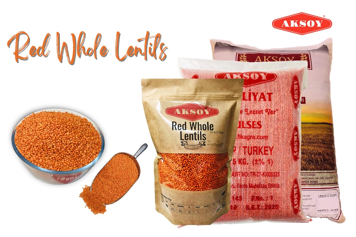 AKSOY Red Whole Lentils - 1.25kg Bag | Suitable for Vegans & Vegetarians | Turkish Origin 10