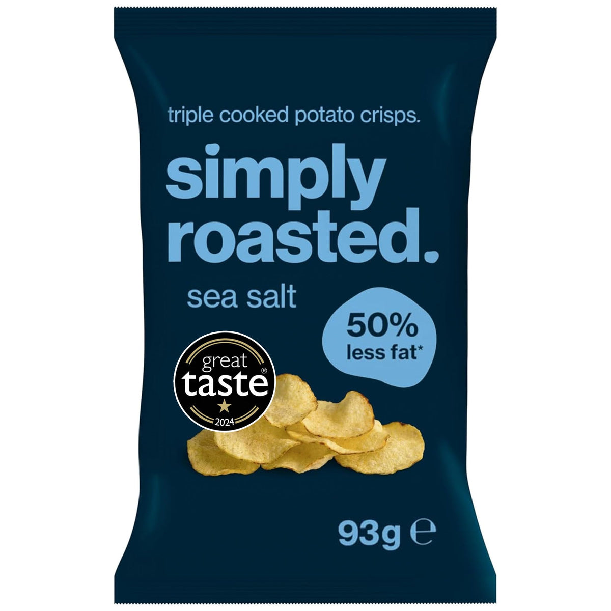 Simply Roasted Sea Salt Crisps - 50% Less Fat Multipack | 6 x 93g Sharer Bags