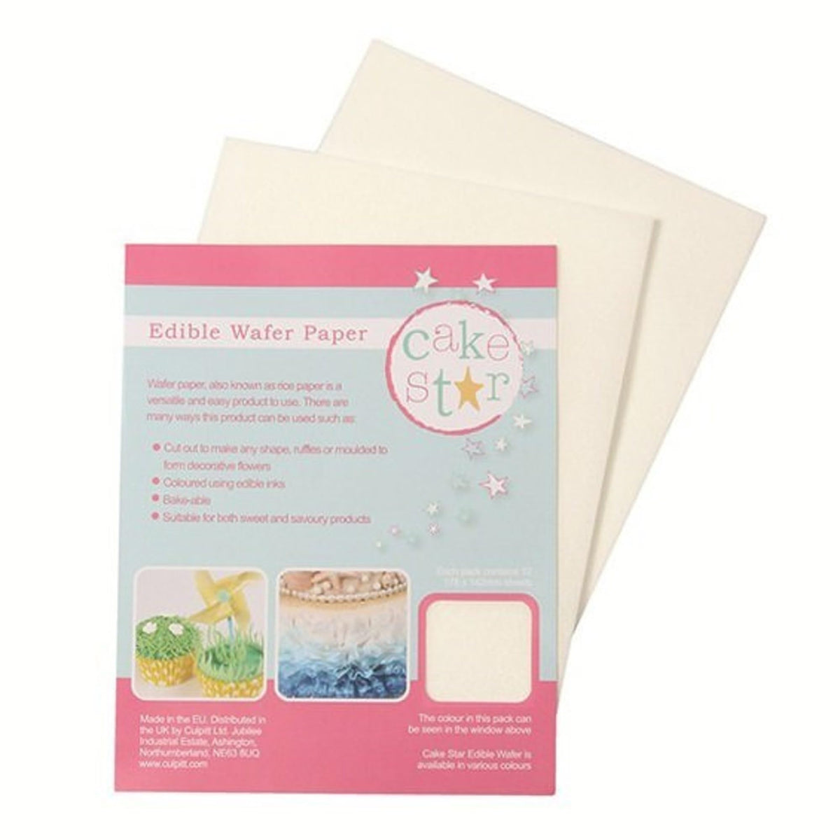 Cake Star White Wafer Paper - 12 Sheets, Edible, Sugar-Free, Vegan 4