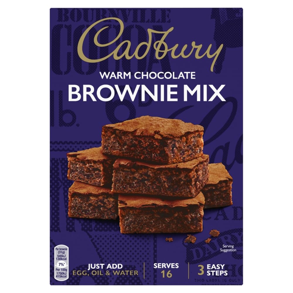 Cadbury Chocolate Brownie Mix - Easy 3-Step Baking, Fudgy Centre | 350g (Pack of 5)
