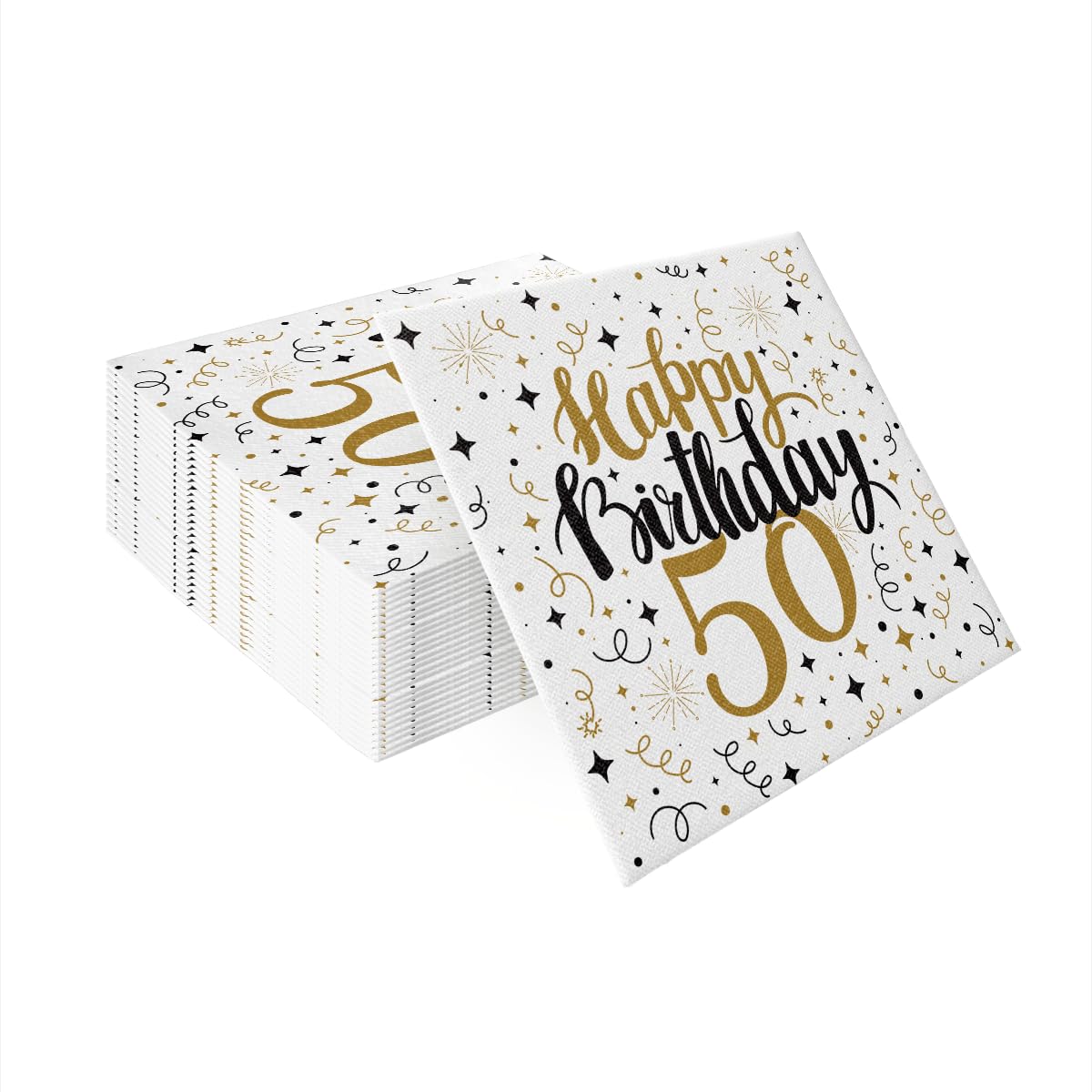 PAW Decor Collection Linen Feel Napkins - Gold Birthday 50 | 40 x 40 cm | 50 Pack 1