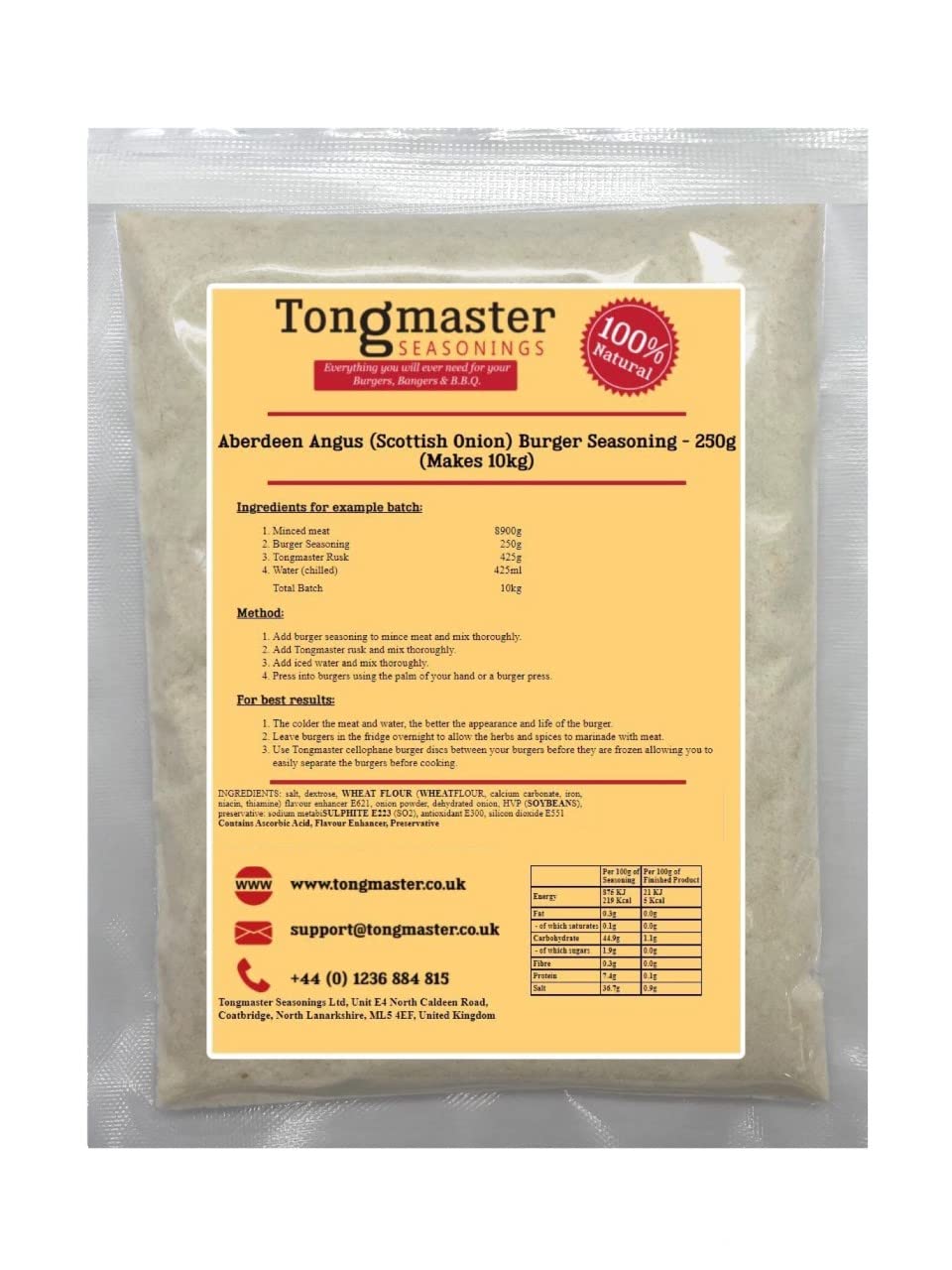 Tongmaster Aberdeen Angus (Scottish Onion) Burger Seasoning - 250g (Makes 10kg)