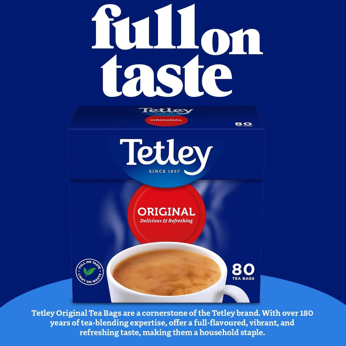 Tetley Original Black Tea Bags - 80 Count (Pack of 6) | 100g | Classic British Blend 7