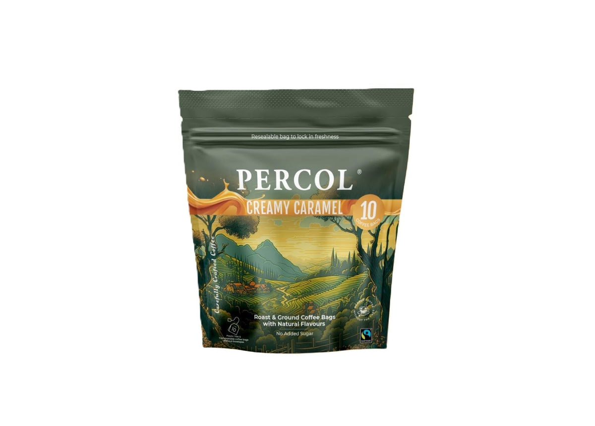 PERCOL Assorted Flavoured Ground Coffee Bags - Caramel, Chocolate & Vanilla | 3 Flavours | 240g (Pack of 3)