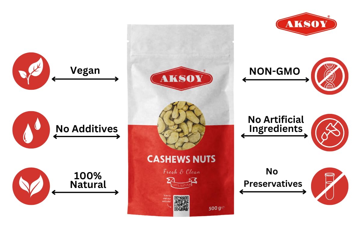 AKSOY Raw Cashews - 500g | Natural, Unsalted, Vegan 7