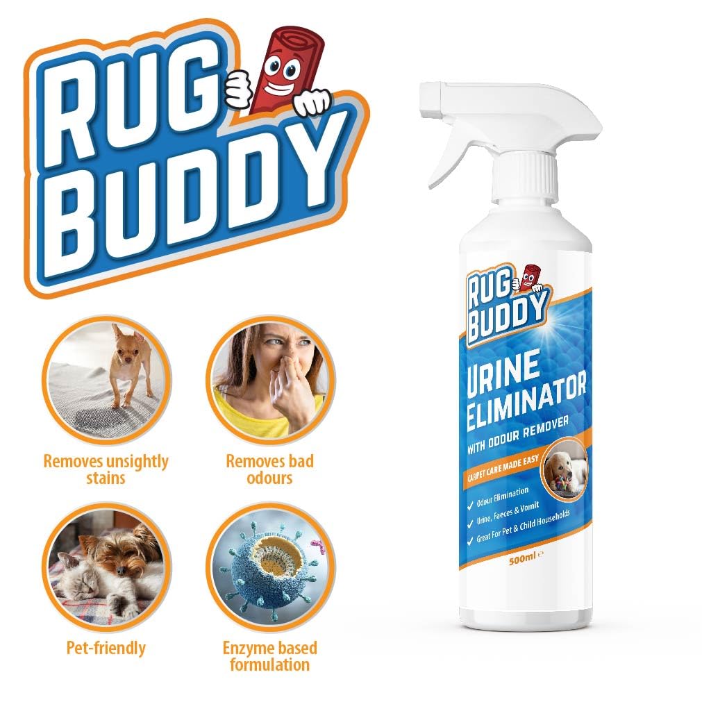 Rug Buddy Urine Eliminator - Enzyme-Based Stain & Odor Remover for Carpet & Upholstery | 500ml 5