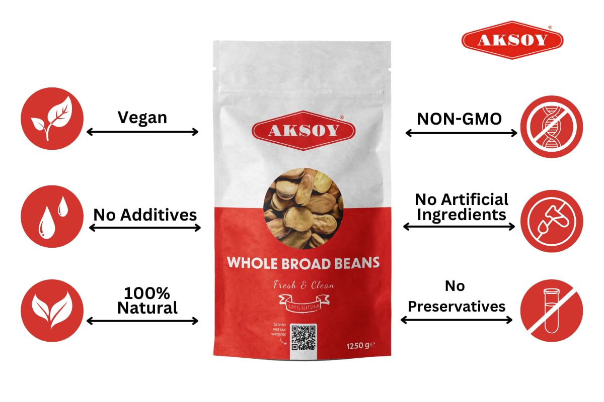 AKSOY Whole Broad Beans - 1.25 kg Pack | High Fibre | Resealable Pouch 5