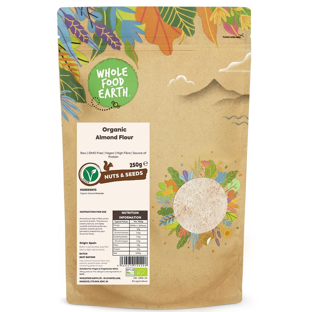 Wholefood Earth Organic Raw Ground Almonds - 250g Bag