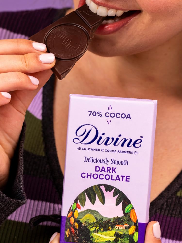 Divine 70% Cocoa Dark Chocolate Bars - 15 x 90g Bars | Fairtrade Certified | Made in Germany 5