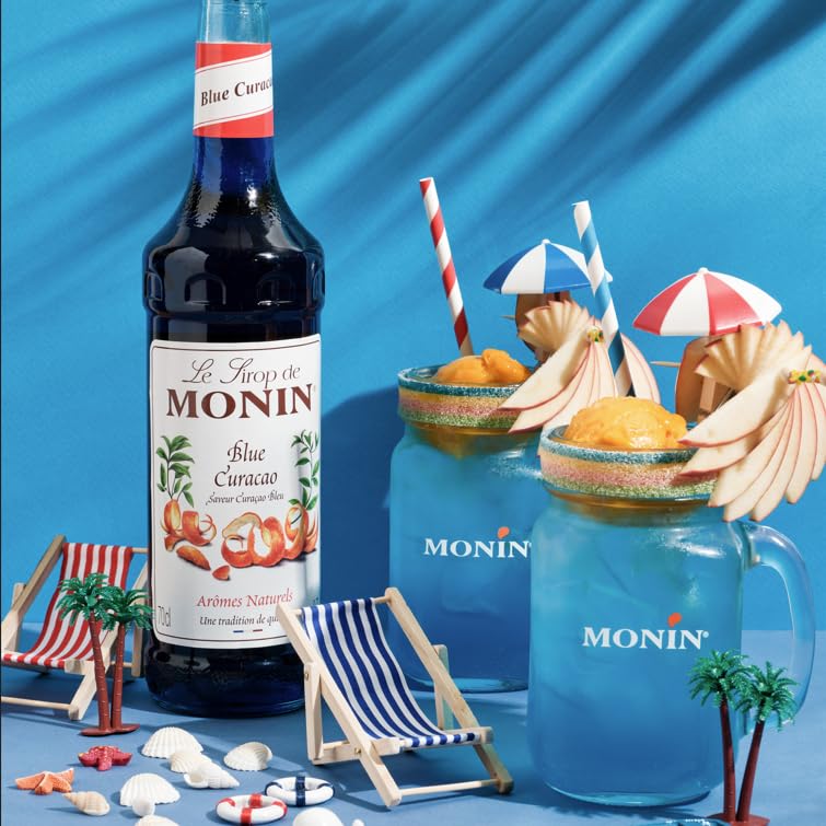 Monin Blue Curacao Syrup - 700ml | Vegan-Friendly | Natural Orange Flavour