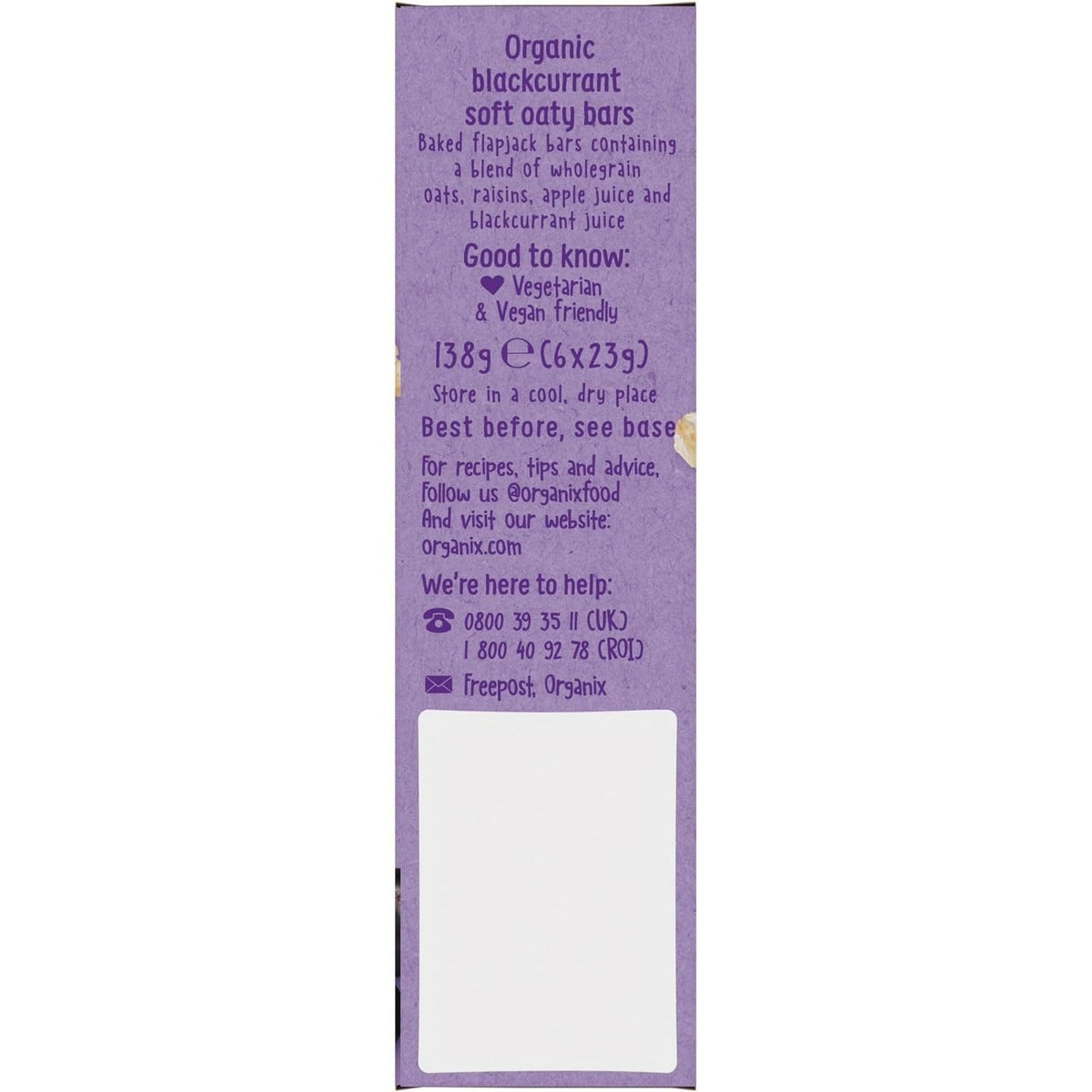 Organix Blackcurrant Organic Oaty Snack Bars - 6 Boxes of 6 x 23g | High Fibre | Vegan Friendly 7