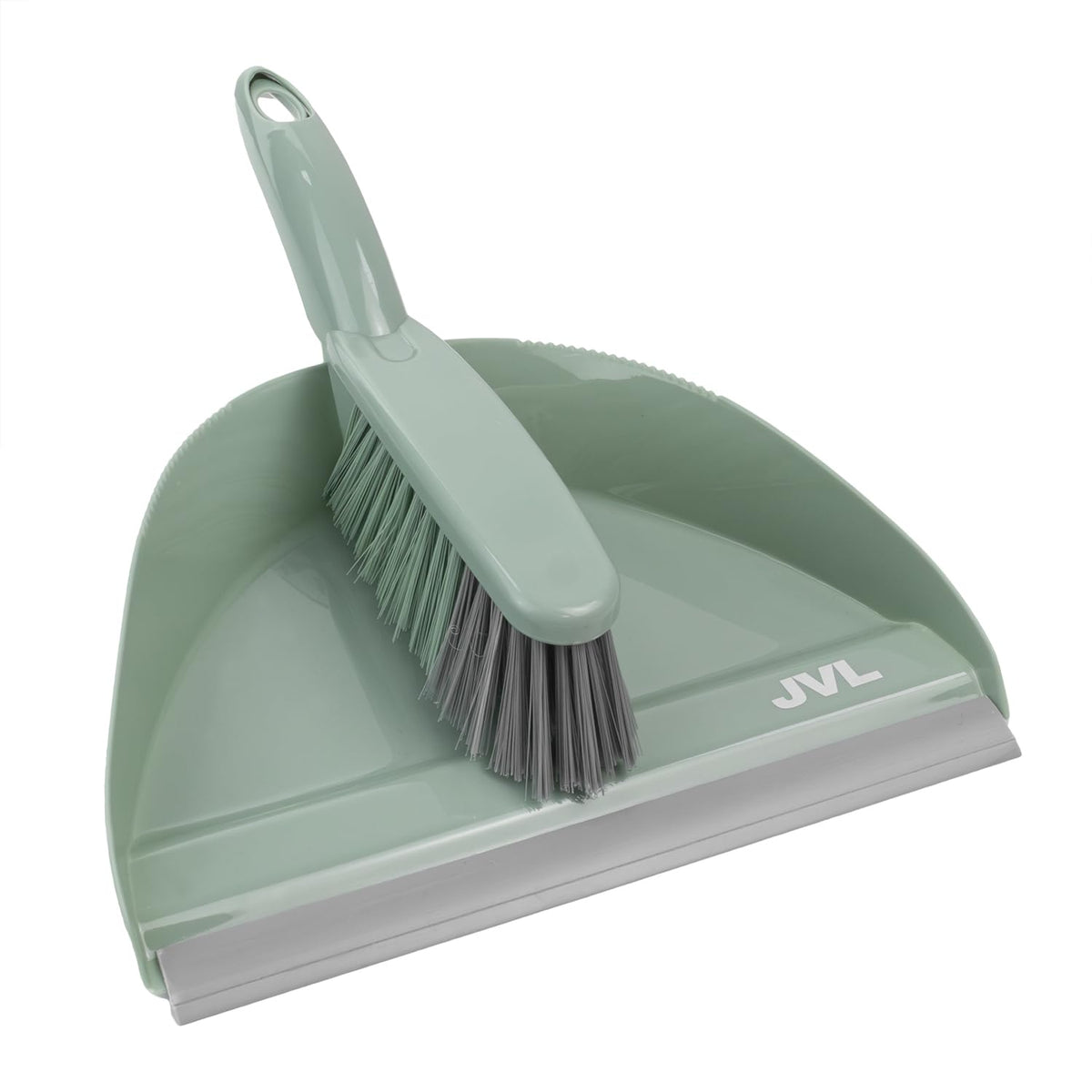 JVL Dustpan and Brush Set - Handheld Floor Sweeper for Carpets, Wood, Tile | Green