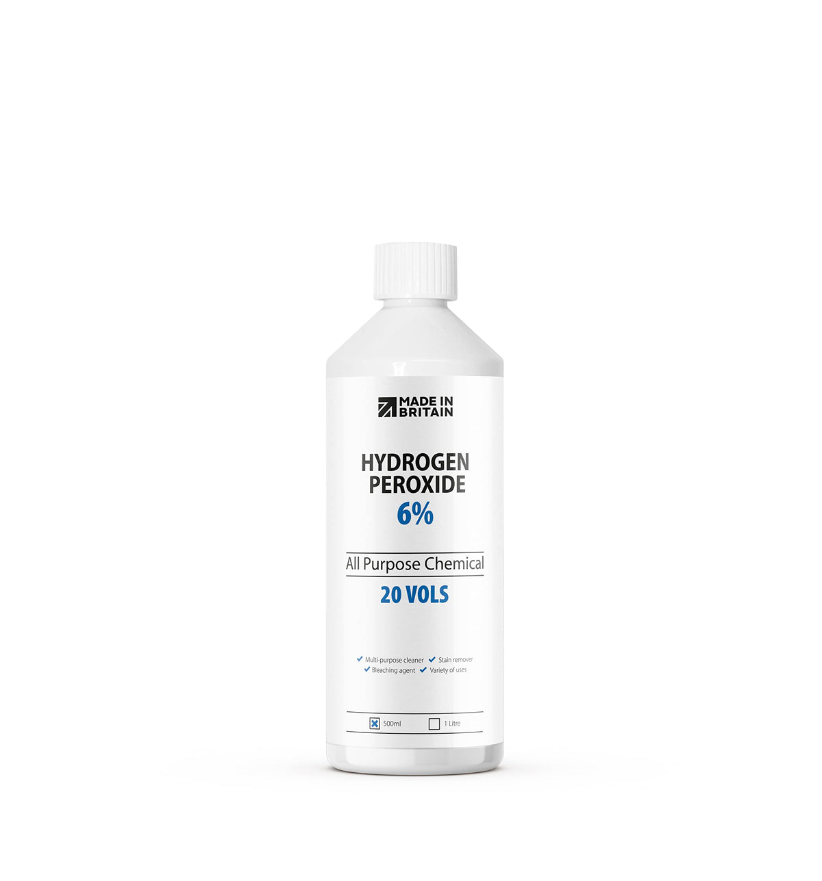 ChemLab Hydrogen Peroxide 6% Solution - Multi-Purpose Cleaner, Stain Remover, Mild Bleach | 500ml 1