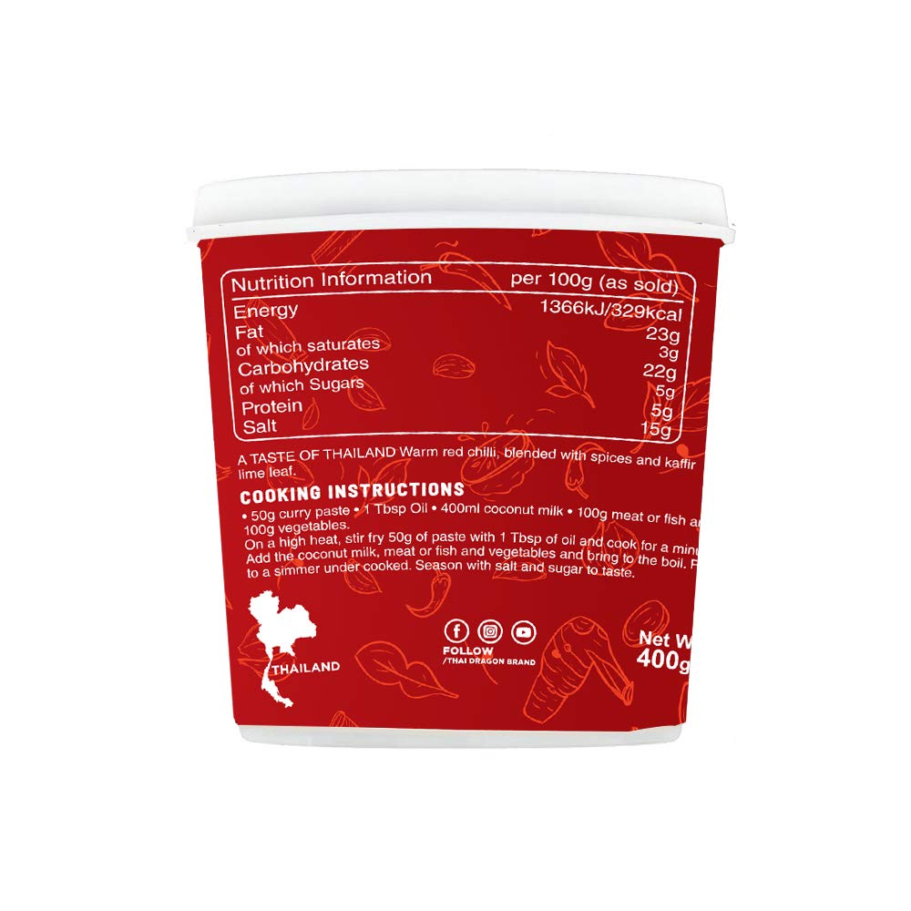 LAILA Thai Dragon Red Curry Paste - Authentic Thai Flavour, Spicy Heat, 400g 3