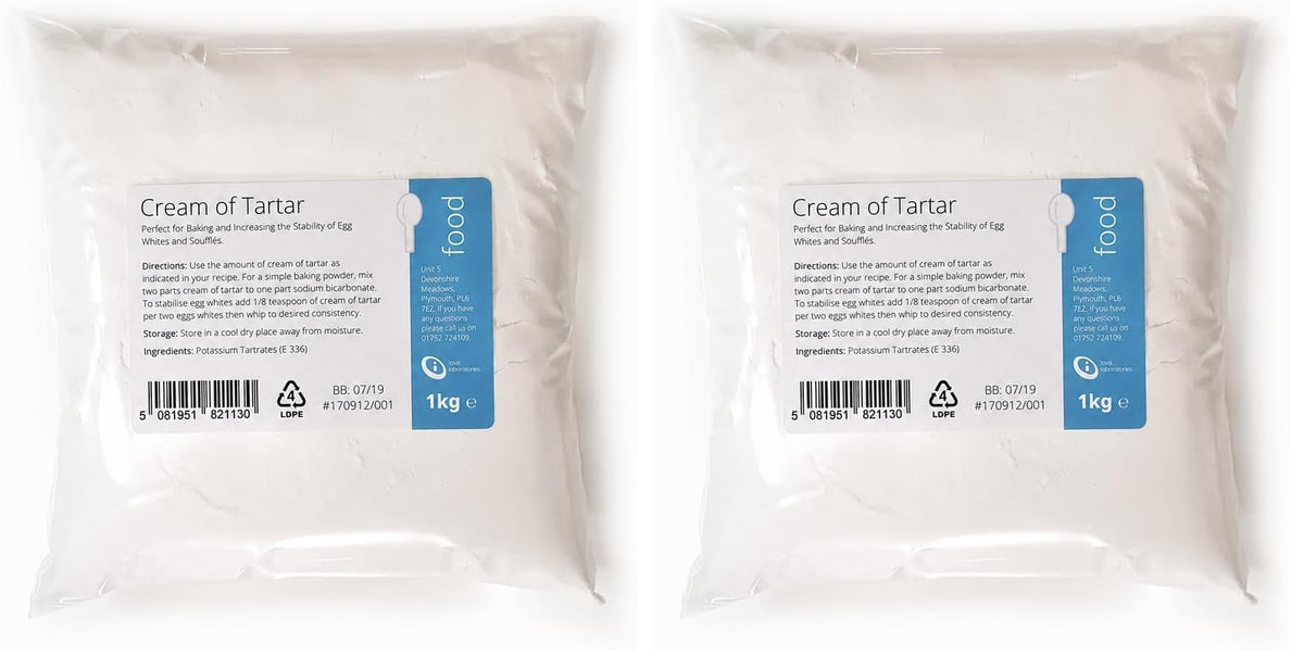 Intralabs Cream of Tartar - Pure Food Grade Powder for Baking & Playdough | 2 x 1kg 1