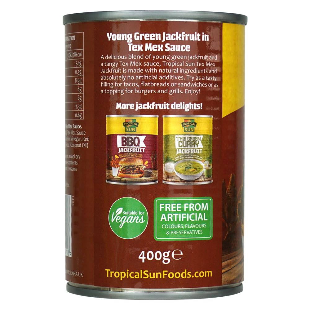 Tropical Sun Ready-to-Eat Tex Mex Jackfruit - 400g | Vegan & Vegetarian Friendly