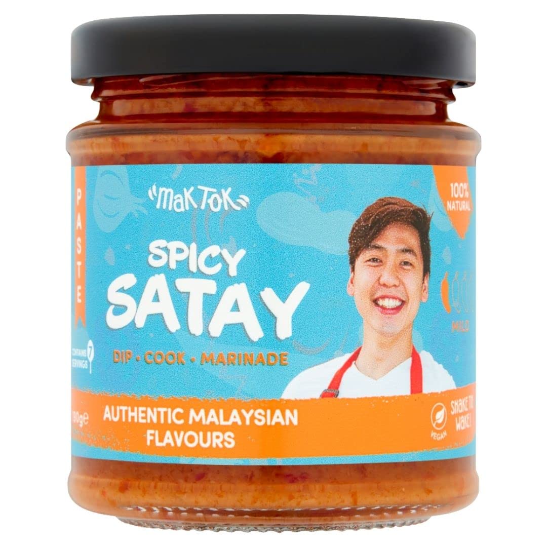 Mak Tok Authentic Malaysian Satay Chilli Paste - Mild Heat, All Natural Ingredients, Vegan Friendly, 190g 1