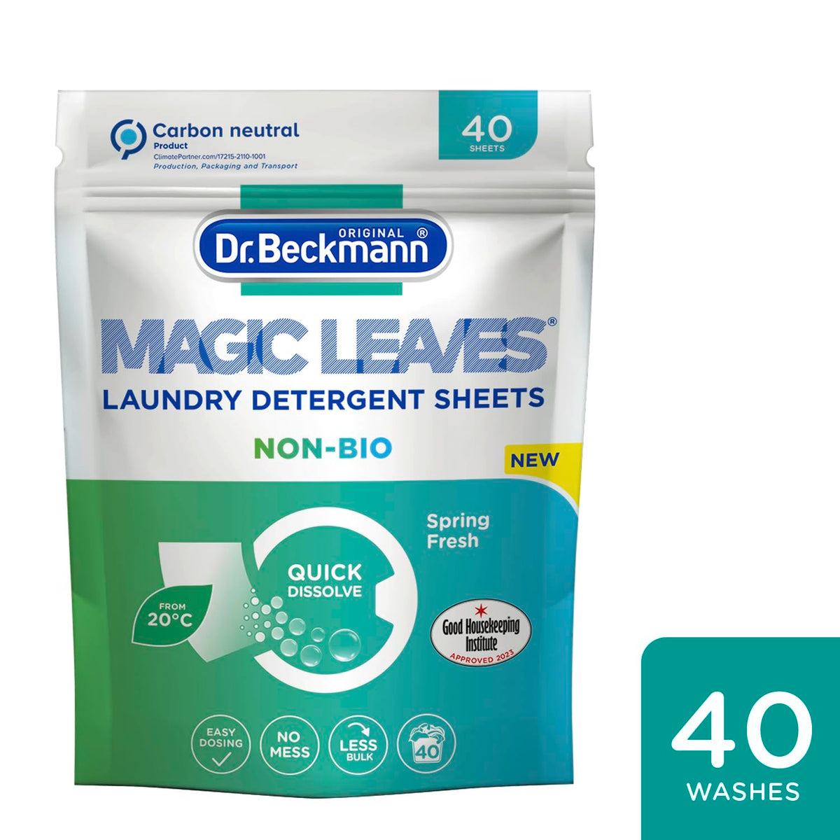 Dr. Beckmann MAGIC LEAVES NON-BIO Laundry Detergent Sheets - Wildflower Scent | Pack of 2 2