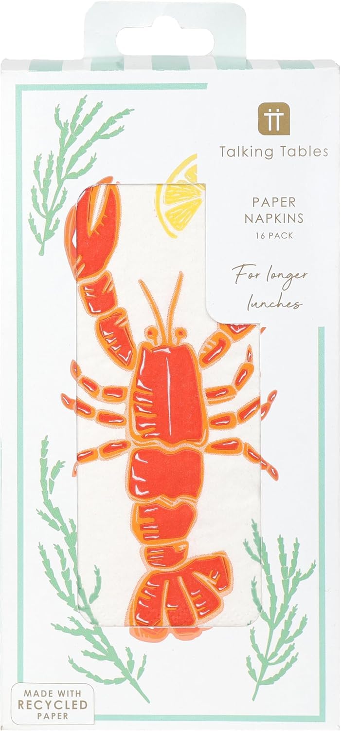 Talking Tables Lobster Napkins - Pack of 16 | Paper | Standard Size 8