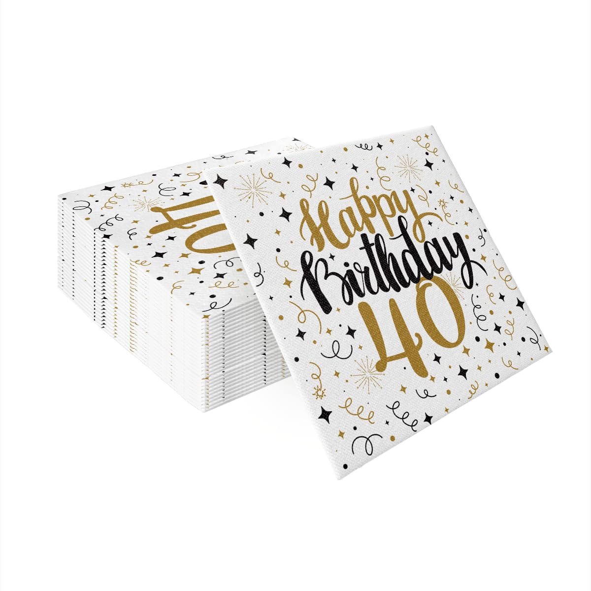 PAW Decor Collection Linen Feel Napkins - Gold Birthday 40 | 40 x 40 cm | Pack of 50 1