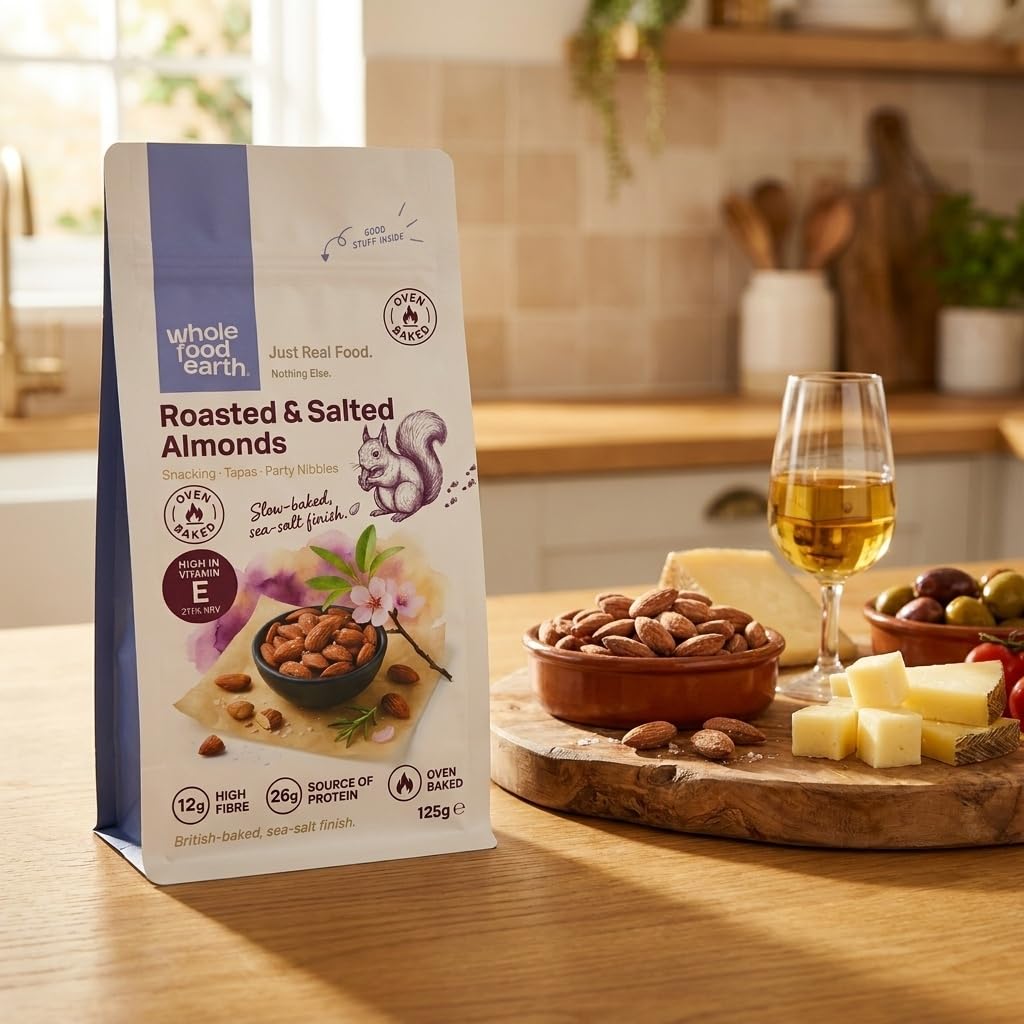 Wholefood Earth Roasted & Salted Almonds - Baked Not Fried | High Fibre | 125g 3