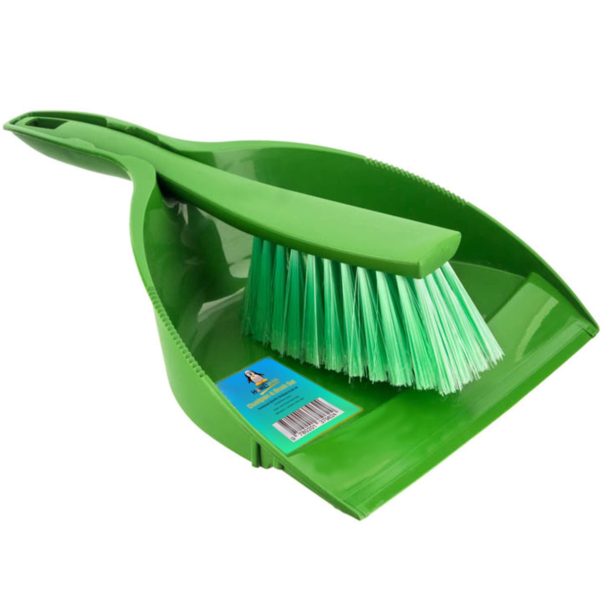 HomeSmith Dustpan & Brush Set - Large Capacity Dustpan with Nylon Bristles | Made in Italy | Green Set 1