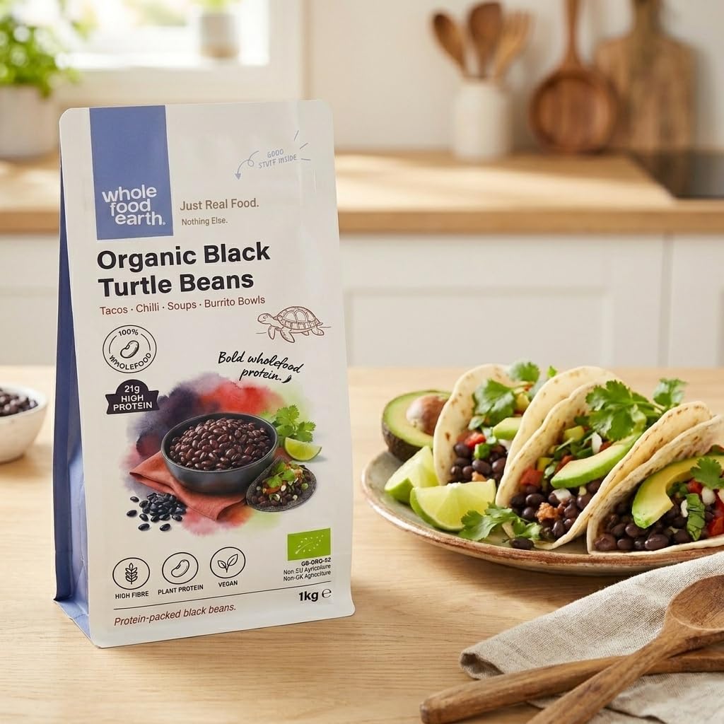 Wholefood Earth Organic Black Turtle Beans - 1kg | Raw | GMO Free | Vegan 3