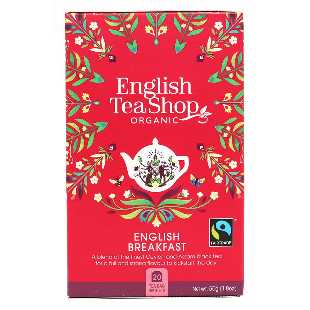 English Tea Shop English Breakfast Tea - Organic Ceylon Black Tea, 20 Sachets per Box, Pack of 3 4