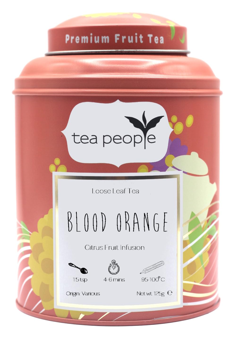 Tea People Blood Orange Fruit Tea - Caffeine-Free Infusion, 125g Loose Leaves