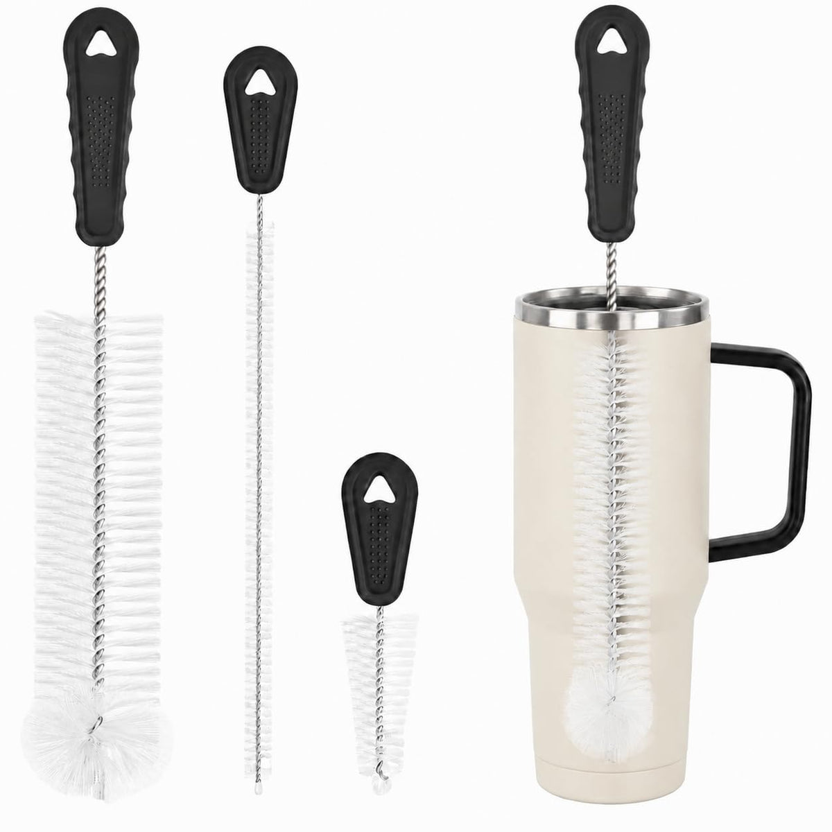 Admygo 3-in-1 Bottle Cleaning Brush Set - Long Handle, Straw & Lid Brushes Included